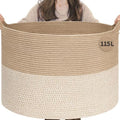 INDRESSME 115L Extra Large Woven Wicker Blanket Basket Living Room by INDRESSME