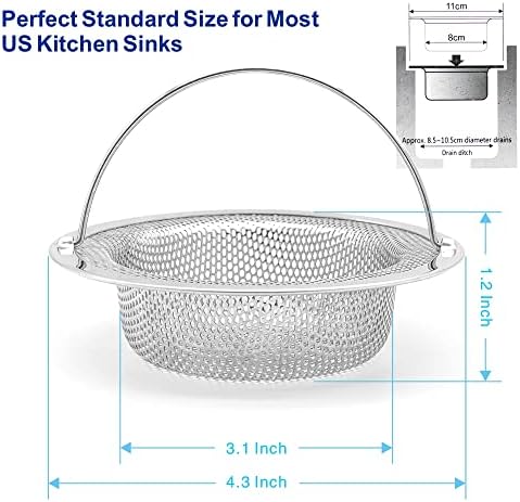 2 Pack Premium 304 Stainless Steel Kitchen Sink Strainer - Image 3