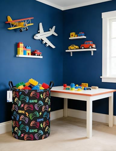 Round Collapsible Game Controller Laundry Hamper - Image 4
