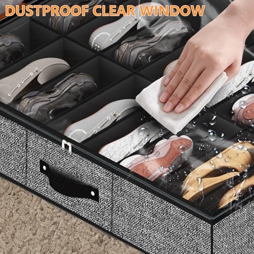 homyfort 32 Pairs Shoe Organizer Under Bed, Underbed Shoe Storage Boxes Bins - Image 4