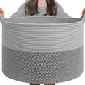 INDRESSME XXXLarge Woven Rope Blanket Basket Living Room Grey by INDRESSME