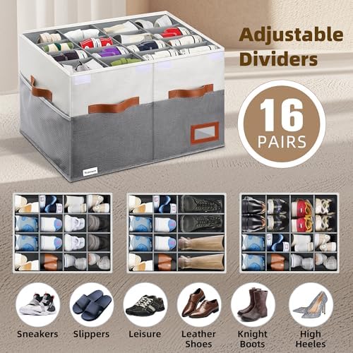 Supowin Large Shoe Organizer for Closet, Foldable Shoe Storage Bin - Image 4