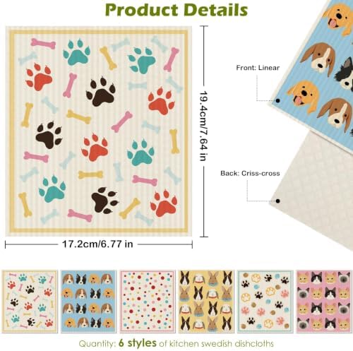 6 Pcs Swedish Paper Cloths for Kitchen, Reusable Paper Towels Washable - Image 2