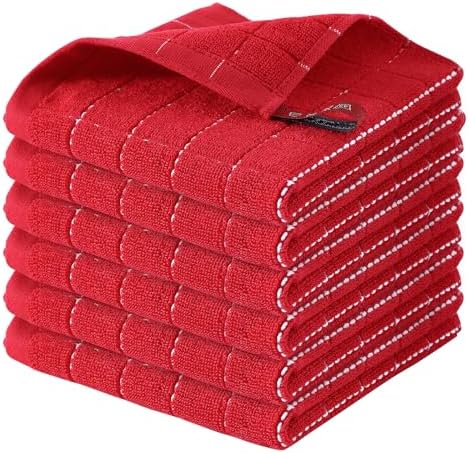 Homaxy 100% Cotton Terry Kitchen Dish Cloths, 6 Pack by Homaxy