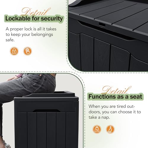 Greesum 31 Gallon Resin Deck Box All Weather Outdoor Storage Boxes - Image 4