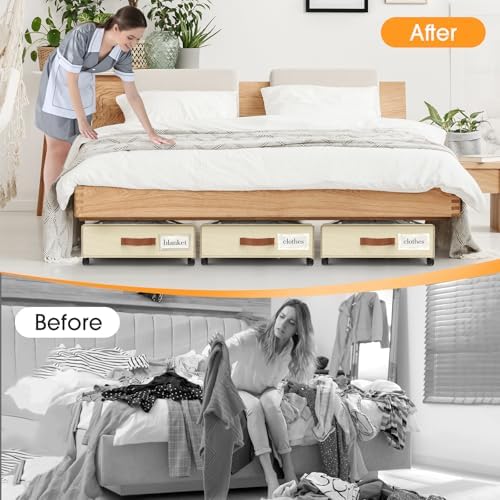 Under Bed Storage with Wheels 3Pack Storage Containers with Clear Window - Image 6