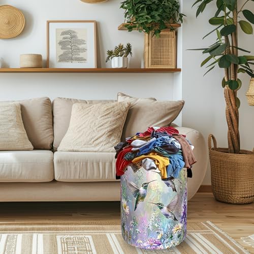 Beautiful Hummingbird Laundry Basket Oxford Cloth Hamper 18.9"x16.5" - Image 2