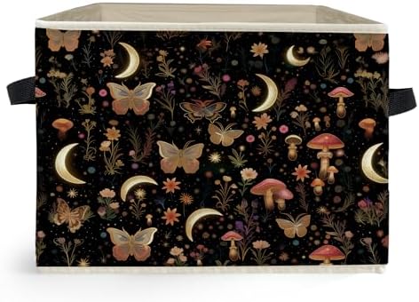 Enchanted Forest Boho Witchy Storage Box Bins, Mystical Moon Butterfly Mushroom by Unknown