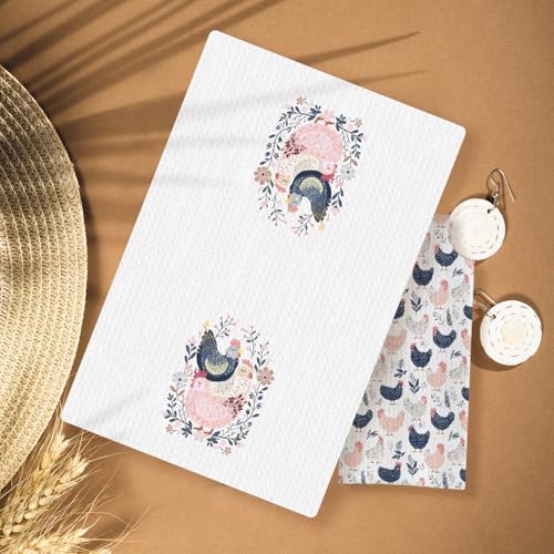 Farmhouse Chicken Rooster Kitchen Towels, Chicken Dish Towels, Rooster Decor - Image 3