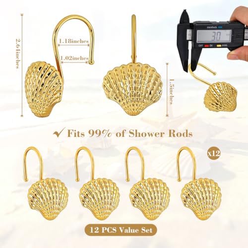 Metal Seashell Shower Curtain Hooks, Rust-Resistant Hooks - Image 3