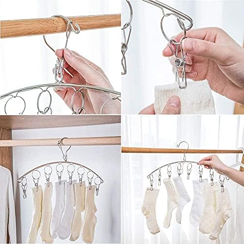 Clothes Hanger with 10 Clips, Stainless Steel, - Image 4