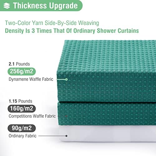 Dynamene Extra Long Waffle Shower Curtain 256GSM Fabric 72x96 Seaweed Green - Image 2