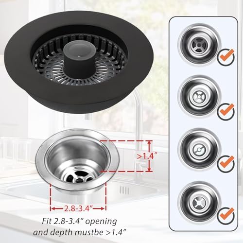 Anlige Kitchen Sink Drain Strainer, 3 in 1 Pop Up Kitchen Sink Stopper - Image 4