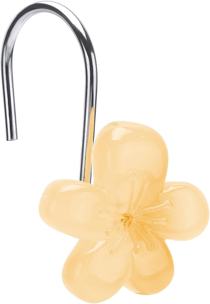 Cute Flower Shower Curtain Hooks, Glow in The Dark, Pretty Floral Themed by SIMPLE+CLEVER+HOMES+365