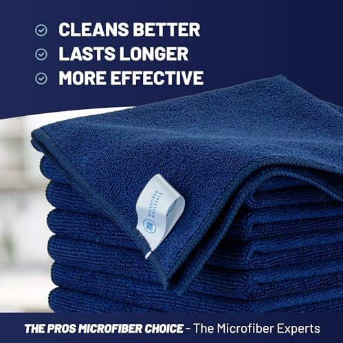MW PRO Microfiber Cleaning Cloths Dark Blue 12 Pack, 12x12 - Image 2