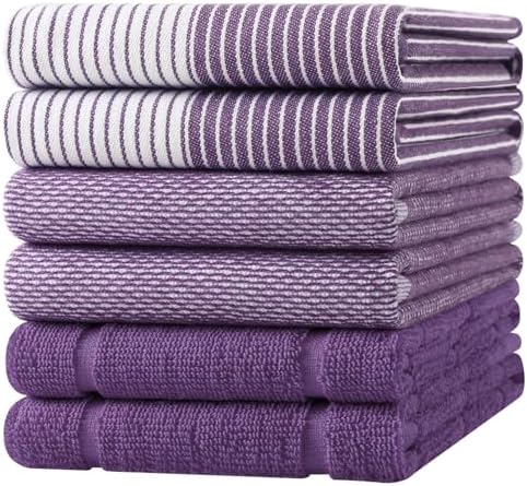 Homaxy 6 Pack Cotton Terry Premium Kitchen Towels, 18 x 28 in by Homaxy