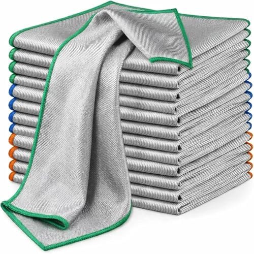 Puomue 12 Pack Microfiber Glass Cleaning Cloth, 320GSM Thick Lint Free Glass by Puomue