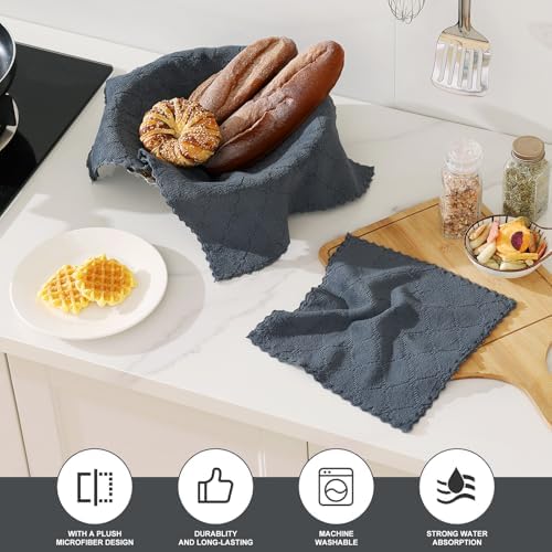 Homaxy Super Soft 12 Pack Kitchen Towels and Dishcloths Set, Dark Grey - Image 2