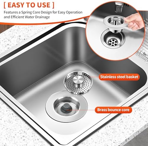 3 in 1 Kitchen Sink Drain Strainer, Universal Stainless Steel Sink Stopper - Image 5