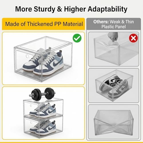Clear Shoe Storage Boxes 9 Pack, Stackable Bins - Image 7