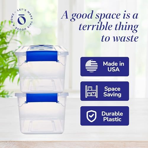 HOMZ Clear Plastic Storage Bins w/Latching Lid, 7.5 Qt, 5 Pack - Image 5