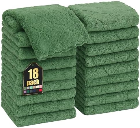 Homaxy 18 Pack Super Soft Absorbent Dish Cloths, Grass Green by Homaxy