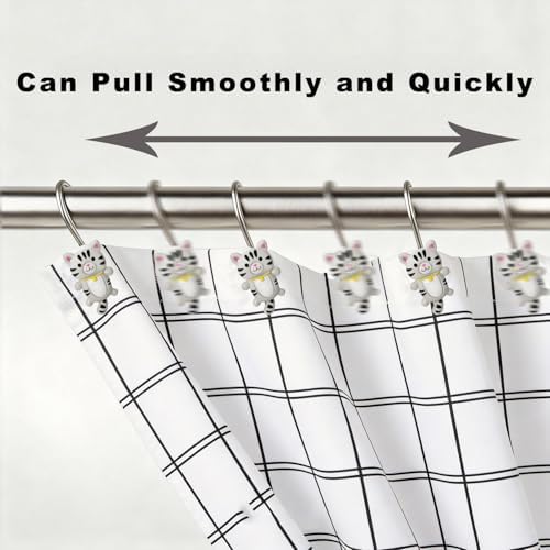 12 PCS Cat Shower Curtain Hooks, Decorative Shower Curtain Hooks Hand-Painted - Image 7