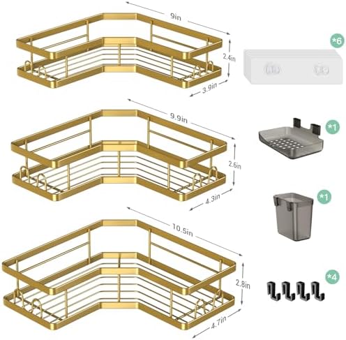 Corner Shower Caddy Bathroom Organizer: Adhesive Shower Rack Bathtub Shelves - Image 6