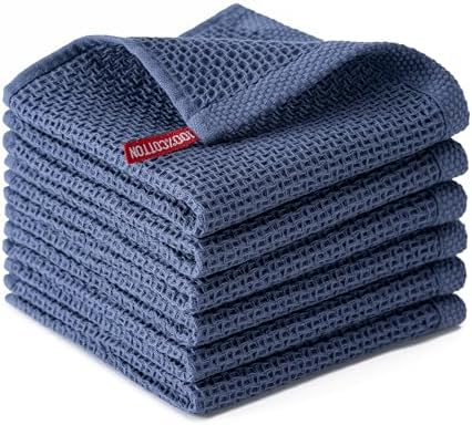 Kitchen Towels 6-Pack Kitchen Dish Cloths, 100% Cotton, 12x12 In by BOOMIBOO