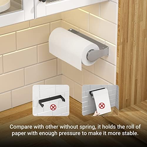 Paper Towel Holder Under Cabinet, One-Hand Tear, Wall Mount or Adhesive - Image 5