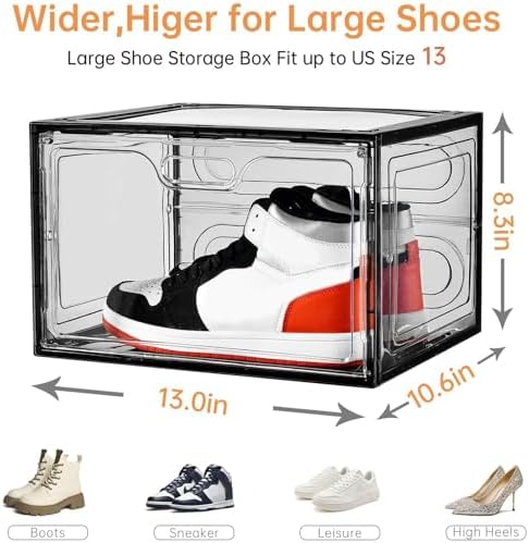 8 Pack Drop Side Shoe Boxes, Large Stackable Shoe Storage, Thick Plastic - Image 6