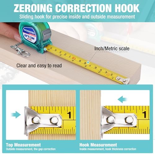 WORKPRO Mini Tape Measure, Inch/Metric Scale Pocket Size Small Tape Measure - Image 4