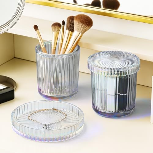 Glass Qtip Dispenser 2 Pack, Pads & Floss Picks, Vanity Makeup Essential - Image 5