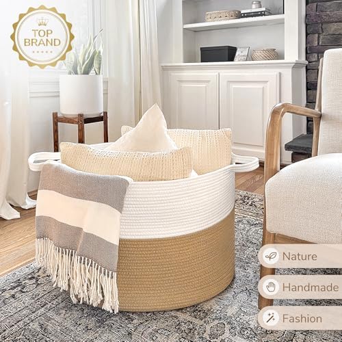 INDRESSME XXXLarge Woven Rope Blanket Basket Living Room - Image 5