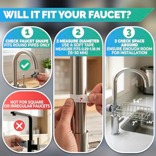 Kitchen Sink Faucet Organizer, 6.77 in, Fits 0.59-1.18 in Pipes - Image 6