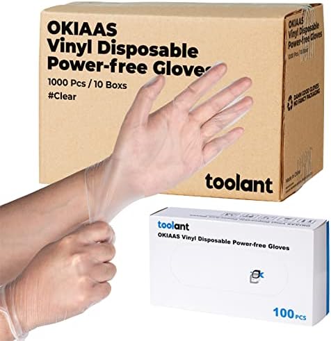 OKIAAS Clear Vinyl Disposable Gloves, Latex-Free, Powder-Free by OKIAAS