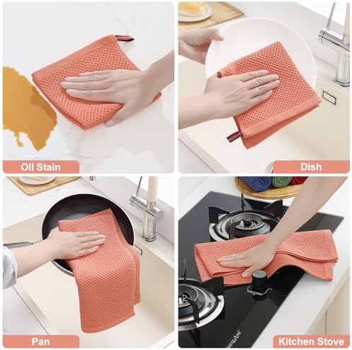 Homaxy 8 Pack 100% Cotton Kitchen Towels and Dishcloths Set - Image 5