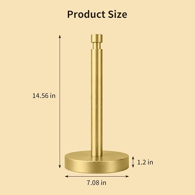 YUMORE 3.9lbs Heavy Duty Paper Towel Holder Countertop Weighted Base Gold - Image 6