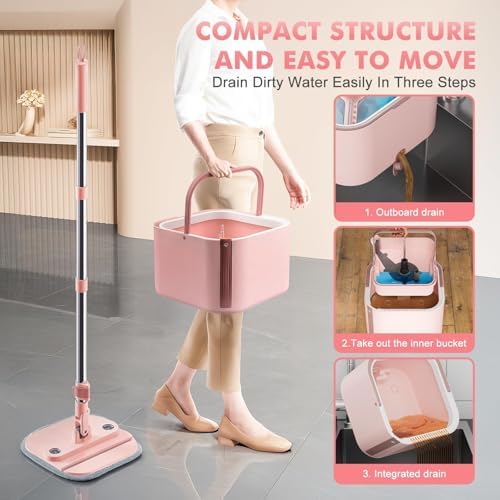 Upgraded Spin Mop and Bucket System Set, Self Separate Clean and Dirty Water - Image 6