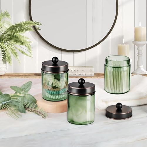 3 Pack Apothecary Jar Canisters Bathroom Vanity Organizer - Image 6