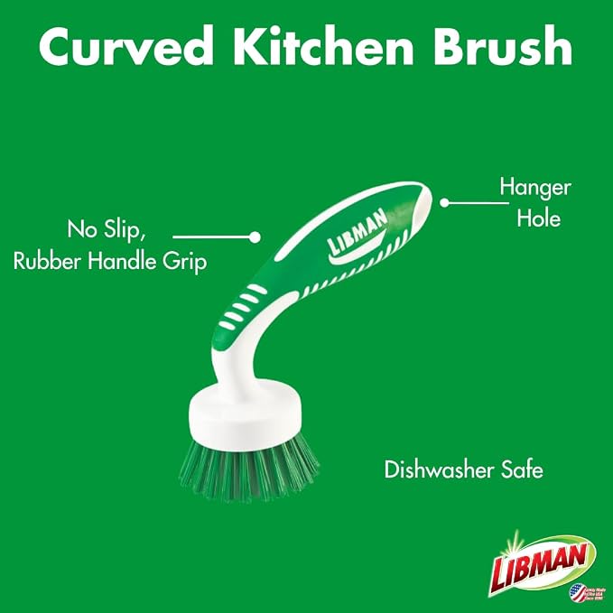 Libman Curved Kitchen Brush, Dishwasher Safe, 6 Pack - Image 2
