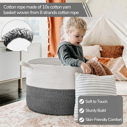 INDRESSME XXXLarge Woven Rope Blanket Basket Living Room - Image 2