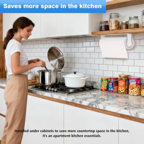Paper Towel Holder Under Cabinet, Wall Mount, Adhesive or Screw - Image 3