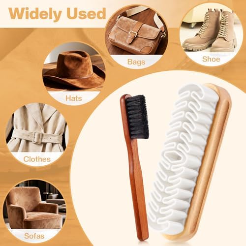2 Pcs Suede Shoe Brush Nubuck Leather Cleaner Shoes Shine Dauber Crepe - Image 5