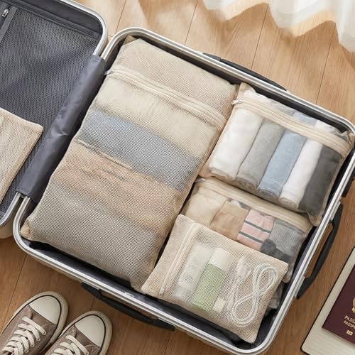 4-Piece 100% Cotton Mesh Laundry Bags, Premium Soft No-Dye Natural Delicate Bags - Image 4