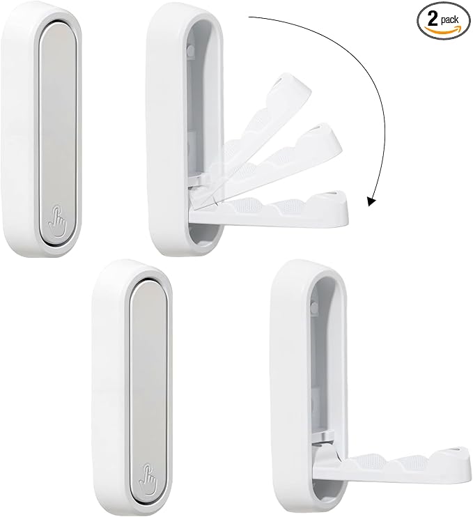 Folding Wall Hooks, 2 Pack, Zinc Alloy, Heavy Duty Coat Hooks | 90° Foldable by Dntorx