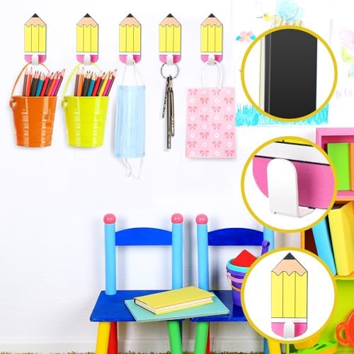 Cinnvoice 6 Pcs Pencil Classroom Decoration Pencil Magnetic Hooks Colorful Wall - Image 4