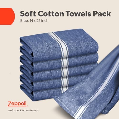 Zeppoli Classic 15 Pack 100% Natural Cotton Kitchen Towel Set, Reusable Wash - Image 2