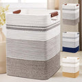 Laundry Hamper, 85L Cotton Rope Laundry Basket, Rice Brown & White by DOFASAYI