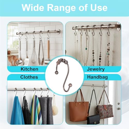 Silkfly Stainless Steel Shower Curtain Hooks, Rust Resistant Glide Hooks - Image 6